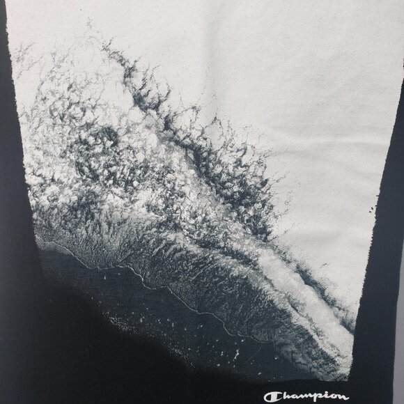 Champion T-Shirt Men's Medium M Short Sleeve Crew Neck Graphic Logo Black / A182 - Picture 2 of 4